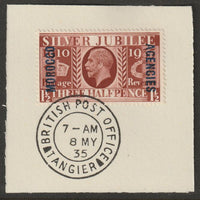 Morocco Agencies - British 1935 KG5 Silver Jubilee 1.5d on piece with full strike of Madame Joseph forged postmark type 84