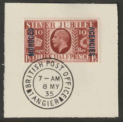 Morocco Agencies - British 1935 KG5 Silver Jubilee 1.5d on piece with full strike of Madame Joseph forged postmark type 84