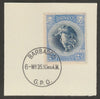 Barbados 1920-21 KG5 Victory 2.5d on piece with full strike of Madame Joseph forged postmark type 46