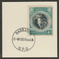 Barbados 1920-21 KG5 Victory 4d on piece with full strike of Madame Joseph forged postmark type 46