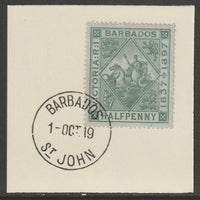 Barbados 1897 Diamond Jubilee 1/2d on piece with full strike of Madame Joseph forged postmark type 45
