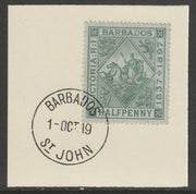 Barbados 1897 Diamond Jubilee 1/2d on piece with full strike of Madame Joseph forged postmark type 45