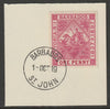Barbados 1897 Diamond Jubilee 1d on piece with full strike of Madame Joseph forged postmark type 45