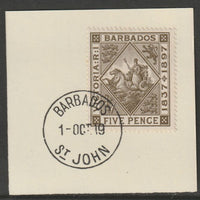 Barbados 1897 Diamond Jubilee 5d on piece with full strike of Madame Joseph forged postmark type 45