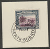 North Borneo 1945 BMA overprinted on 20c on piece with full strike of Madame Joseph forged postmark type 311