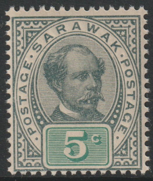 Sarawak 1899 Sir Charles Brooke unissued 5c olive-grey & green  unmounted mint but usual light overall toning, SG 48 (Blocks available)