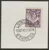 Northern Rhodesia 1938 KG6 4d dull violet on piece with full strike of Madame Joseph forged postmark type 335