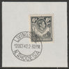 Northern Rhodesia 1938 KG6 6d grey on piece with full strike of Madame Joseph forged postmark type 335