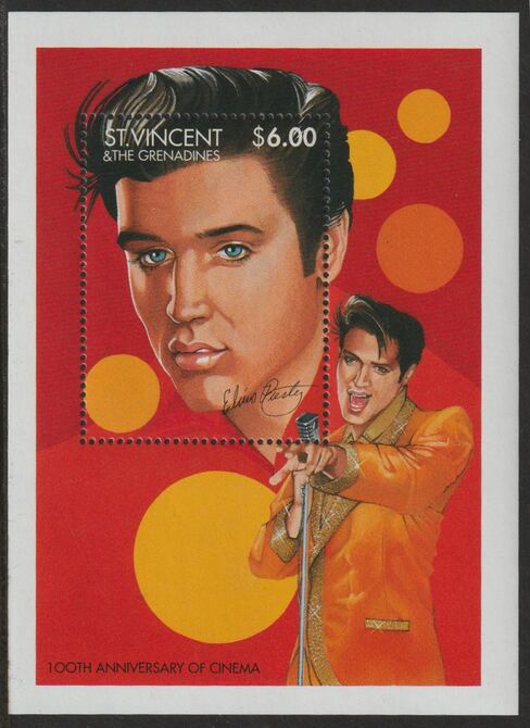 St Vincent - Grenadines 1995 Centenary of the Cinema - Elvis Presley perf m/sheet unmounted mint