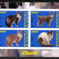 Burundi 2011 Domestic Cats #3 - blue background imperf sheetlet containing 4 values unmounted mint