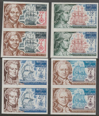 Wallis & Futuna 1973 Pacific Explorers set of 4 each i imperf pairs from limited printing unmounted mint  as SG 221-24