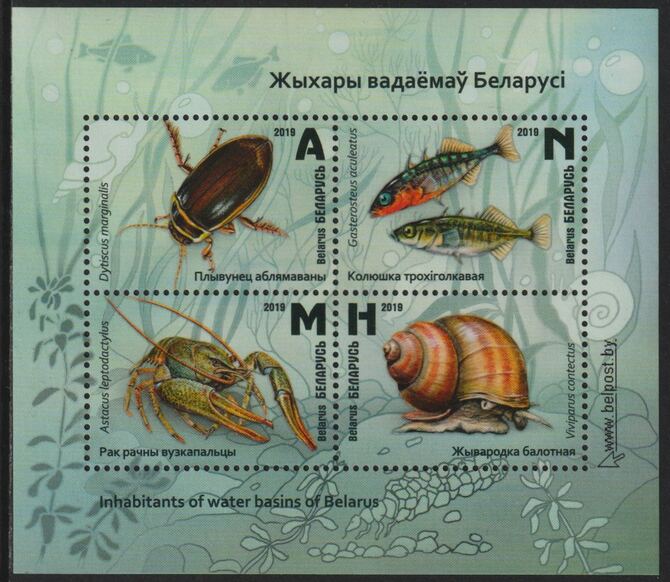 Belarus 2019 Marine Life perf sheetlet containing 4 values unmounted mint
