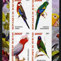 Burundi 2011 Fauna of the World - Parrots #3 imperf sheetlet containing 4 values unmounted mint
