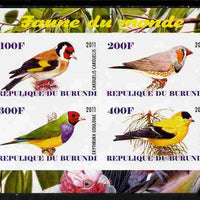 Burundi 2011 Fauna of the World - Birds - Finches imperf sheetlet containing 4 values unmounted mint