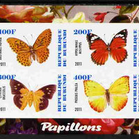 Burundi 2011 Fauna of the World - Butterflies #3 imperf sheetlet containing 4 values unmounted mint