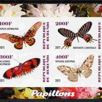 Burundi 2011 Fauna of the World - Butterflies #5 imperf sheetlet containing 4 values unmounted mint