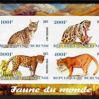 Burundi 2011 Fauna of the World - Wild Cats #3 imperf sheetlet containing 4 values unmounted mint