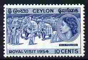 Ceylon 1954 Royal Visit 10c unmounted mint, SG 434