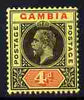 Gambia 1912-22 KG5 MCA 4d black & red on pale yellow unmounted mint SG 92c