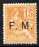 France 1901 Military Frank 15c orange overprinted FM mounted mint SG M309