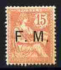 France 1903 Military Frank 15c pale red overprinted FM mounted mint SG M314