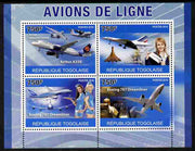 Togo 2010 Airliners perf sheetlet containing 4 values unmounted mint