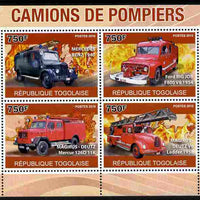 Togo 2010 Fire Trucks perf sheetlet containing 4 values unmounted mint