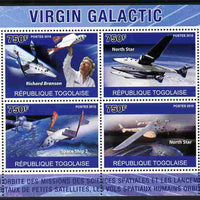 Togo 2010 Virgin Galactic perf sheetlet containing 4 values unmounted mint