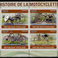 Togo 2010 History of the Motorcycle perf sheetlet containing 4 values unmounted mint