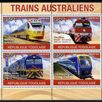 Togo 2010 Australian Trains perf sheetlet containing 4 values unmounted mint
