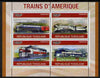 Togo 2010 American Trains perf sheetlet containing 4 values unmounted mint
