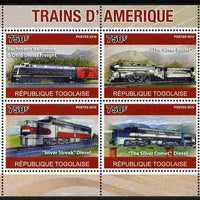 Togo 2010 American Trains perf sheetlet containing 4 values unmounted mint