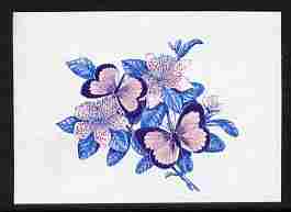 Lesotho 1984 Butterflies Broad-Bordered Grass Yellow 50s imperf proof in blue & magenta colours only minor wrinkles but unmounted mint as SG 574