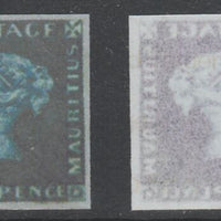 Mauritius 1847 Post Office 2d deep-blue,'Maryland' imperforate forgery on gummed paper as SG2.,The word Forgery is printed on the back and comes on a presentation card with descriptive notes.,It is generally believed that just twe……Details Below