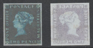 Mauritius 1847 Post Office 2d deep-blue,'Maryland' imperforate forgery on gummed paper as SG2.,The word Forgery is printed on the back and comes on a presentation card with descriptive notes.,It is generally believed that just twe……Details Below