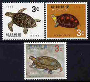 Ryukyu Islands 1965-66 Turtles perf set of 3 unmounted mint SG 171-173