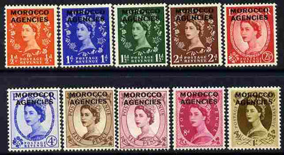 Morocco Agencies - British Currency 1952-55 QEII def set complete 10 values mounted mint SG 101-10