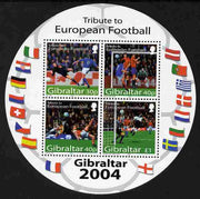 Gibraltar 2004 Football European Championship perf m/sheet (containing set of 4 in circular shaped sheet) unmounted mint SG MS1087b