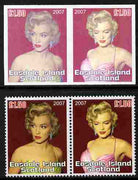 Easdale 2007 Marilyn Monroe £1.50 #1 imperf se-tenant pair with superb dry print with normal perf pair, both unmounted mint