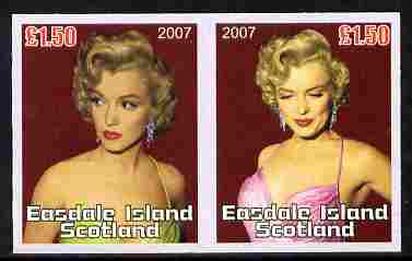 Easdale 2007 Marilyn Monroe £1.50 #1 imperf se-tenant pair unmounted mint