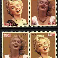 Easdale 2007 Marilyn Monroe £1.50 #2 perf se-tenant pair with images transposed and Country, value & date inverted complete with normal pair, both unmounted mint