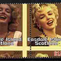 Easdale 2007 Marilyn Monroe £1.50 #2 showing a fine misplacement of perforations, unmounted mint