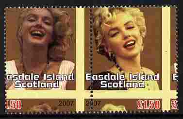 Easdale 2007 Marilyn Monroe £1.50 #2 showing a fine misplacement of perforations, unmounted mint
