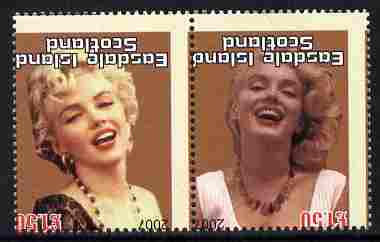 Easdale 2007 Marilyn Monroe £1.50 #2 perf se-tenant pair with images transposed and Country, value & date inverted showing a fine misplacement of perforations, unmounted mint