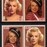 Easdale 2007 Marilyn Monroe £1.50 #3 perf se-tenant pair with images transposed and Country, value & date inverted complete with normal pair, both unmounted mint