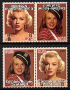 Easdale 2007 Marilyn Monroe £1.50 #3 perf se-tenant pair with images transposed and Country, value & date inverted complete with normal pair, both unmounted mint