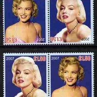 Easdale 2007 Marilyn Monroe £1.50 #4 perf se-tenant pair with images transposed and Country, value & date inverted complete with normal pair, both unmounted mint