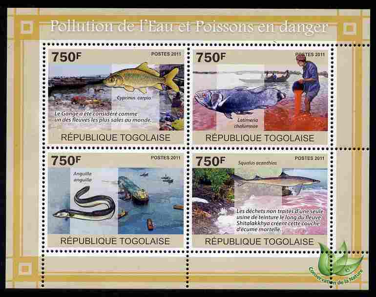 Togo 2011 Water Pollution & Endangered Fishes perf sheetlet containing 4 values unmounted mint