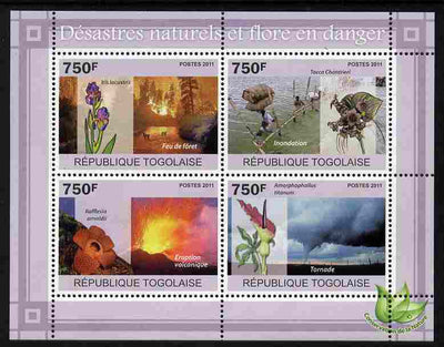 Togo 2011 Natural Disasters & Endangered Flora perf sheetlet containing 4 values unmounted mint