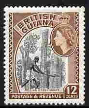 British Guiana 1954-63 Felling Greenheart 12c black & light brown unmounted mint SG 338a